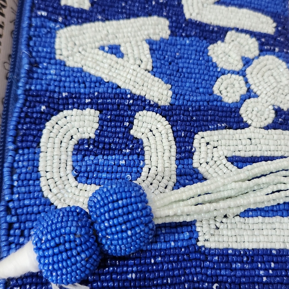Viral beaded Cat Mom travel pouch with tassel Wandering Moon India Made New - Picture 4 of 7